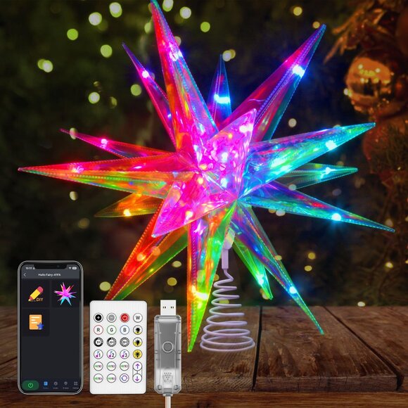 Christmas Star Tree Topper, 13.8" Xmas Smart Tree Decorations, App Control LE... - Picture 1 of 4